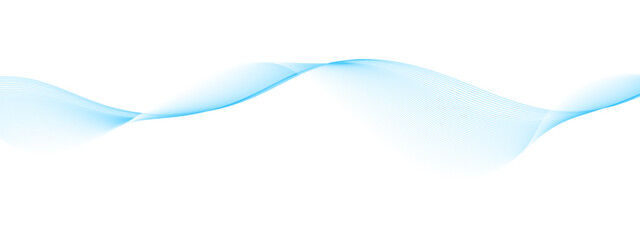 Minimalistic abstract blue wave lines on a transparent background. Light and flowing design suitable for presentations, banners, and technology themes