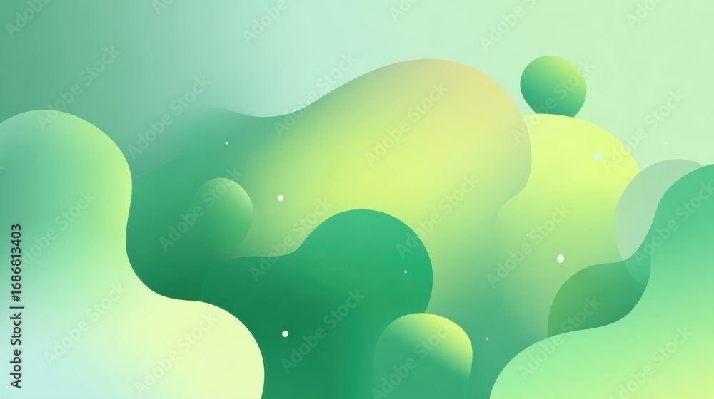 Poster abstract green gradient background with smooth curves and soft shapes, perfect for modern design pro