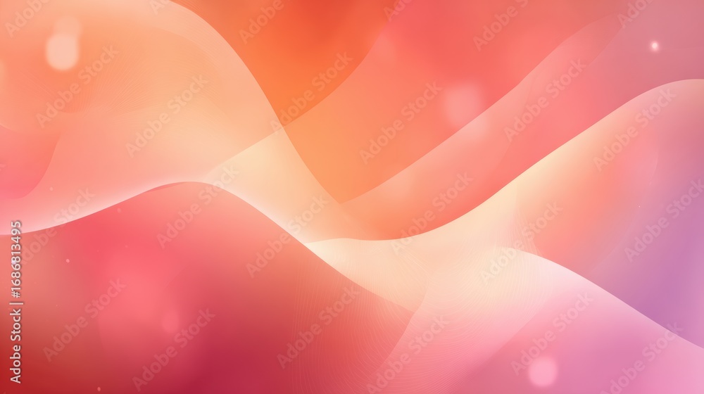 Poster abstract waves in soft pink and orange hues create a soothing and dynamic background for various des