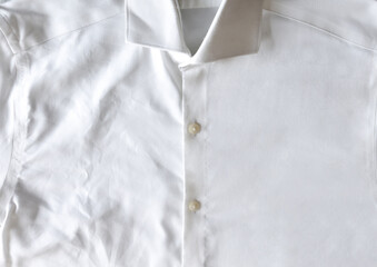 Ironing concept comparison with half-ironed shirt