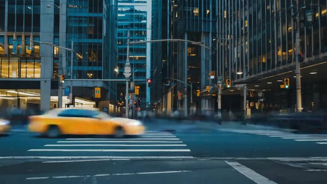 Urban traffic montage in New York City