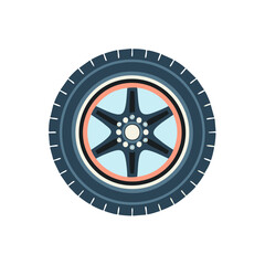 Fototapeta premium Vector illustration of a car wheel, tire and rim with star pattern