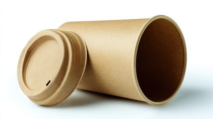 Eco-friendly paper cup with lid, ideal for beverages and takeout. Great for sustainable food packaging.