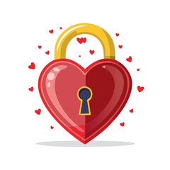 Heart Shaped Lock with Romantic Hearts Floating Around