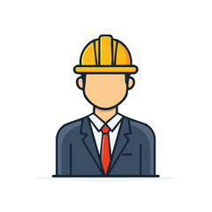 Architect, Engineer, Contractor Icon - Man Wearing Hard Hat and Suit, Professional Building Industry Representation