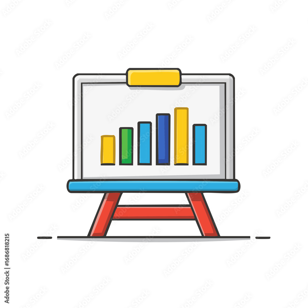 Poster presentation board with bar chart for data analysis and business growth