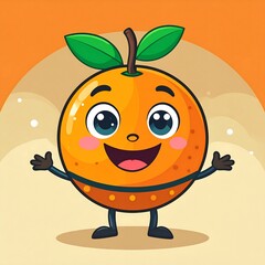 Cartoon orange with happy expression
