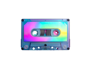 Obraz premium Minimalist 3D Render of Iridescent Cassette Tape with Glossy Finish, Isolated PNG