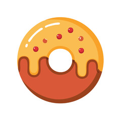 Obraz premium Cartoon Doughnut with Yellow Icing and Red Sprinkles, Tasty Treat