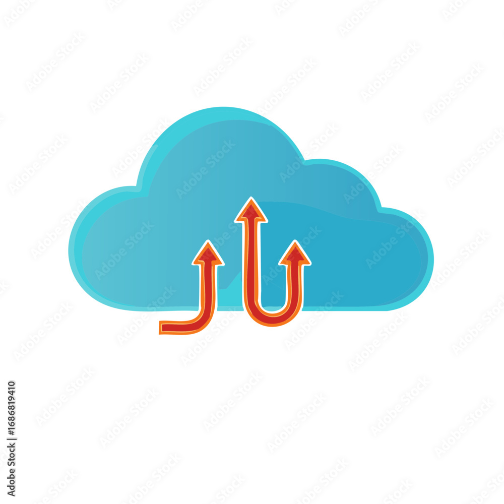 Aufkleber cloud computing concept with upward arrows indicating data upload or progress