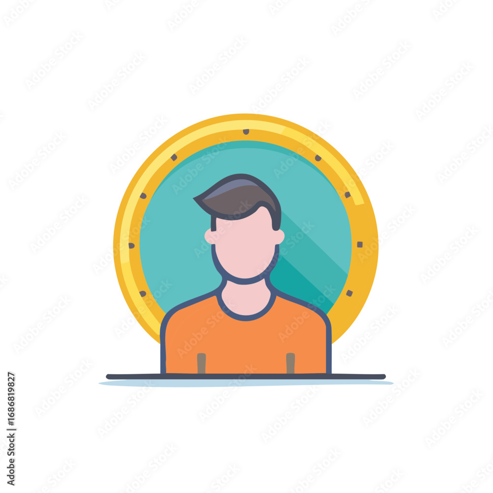 Poster vector illustration of a person with circular frame and a shadow effect for graphic designs and icon