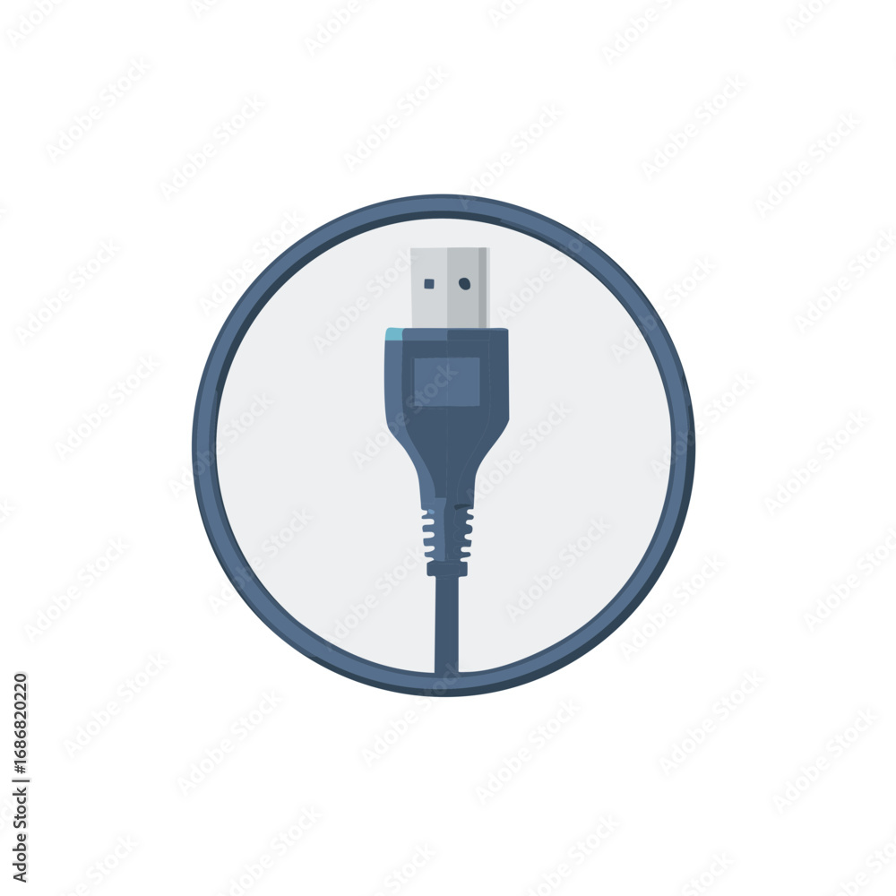 Poster universal serial bus connector icon graphic for data transfer and device connection technology