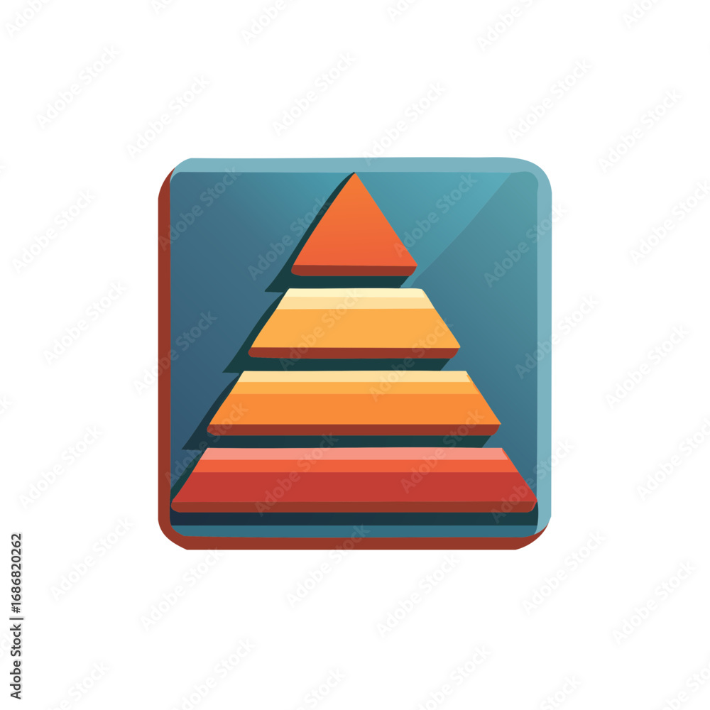 Poster abstract layered pyramid graphic design with warm gradient colors and a modern square frame