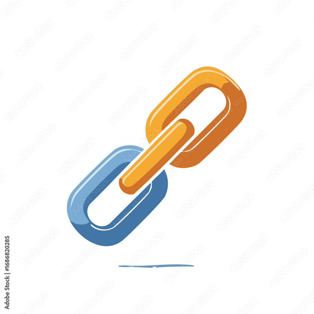 Poster two colorful chain links interlocked representing connection teamwork and partnership