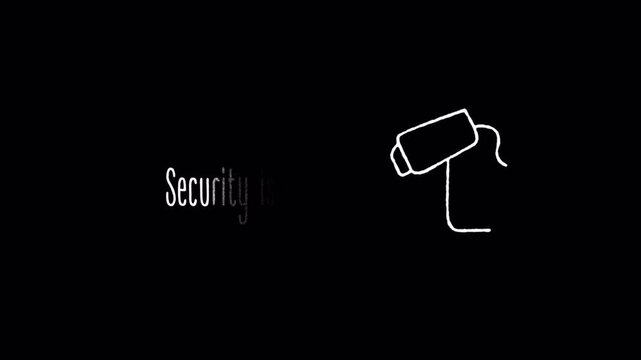 Dynamic White Outline Security Camera Animation: Digital Surveillance, Monitoring, and Privacy Concept
