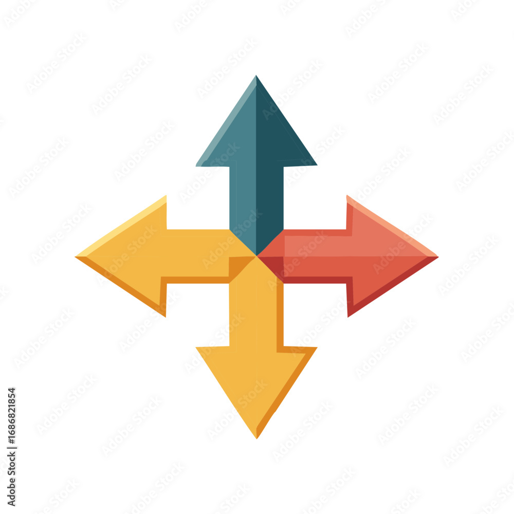 Aufkleber abstract geometric arrows in multiple directions pointing up down left and right symbolising choice 