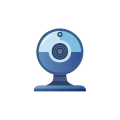 Blue Webcam Device Illustration, Video Camera Technology, Internet Communication and Video Conferencing
