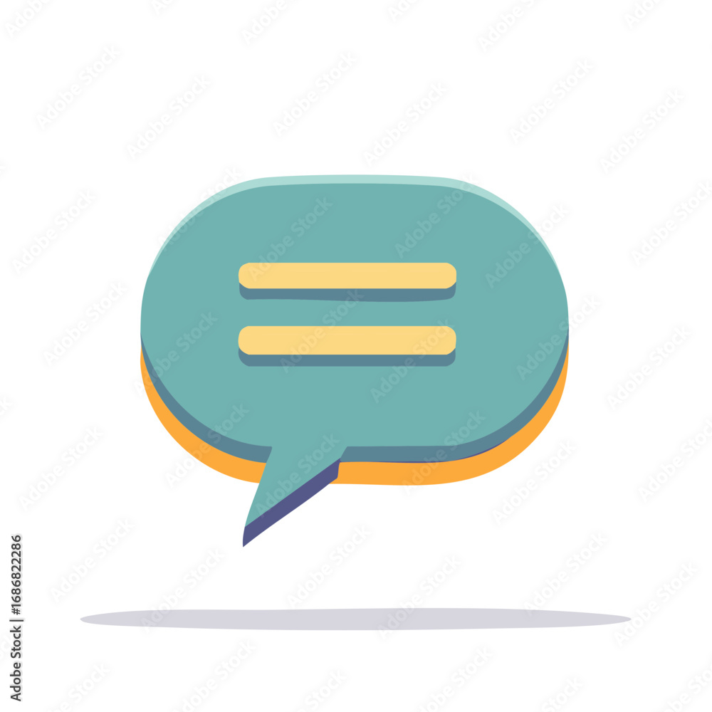 Poster flat design speech bubble icon with two horizontal lines