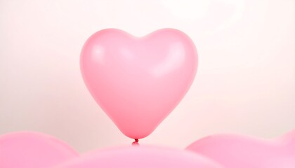 Single pink heart balloon on a light pink background