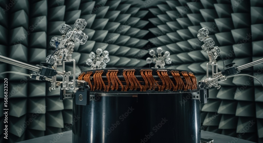 Poster highfield mri gradient coil acoustic testing setup featuring multidirectional microphone arrays in a