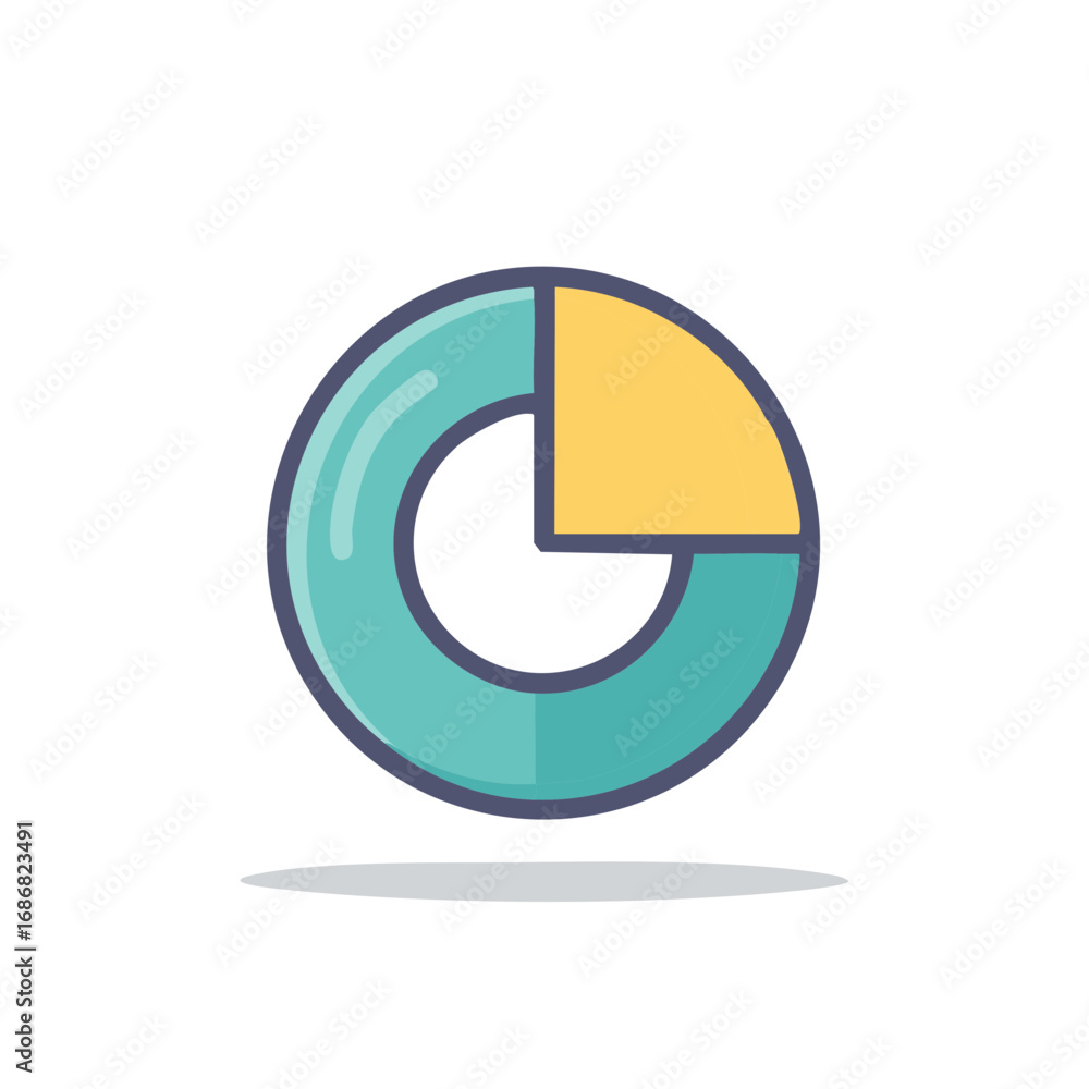 Poster stylized donut chart icon showing segmented analysis and information distribution progress measureme