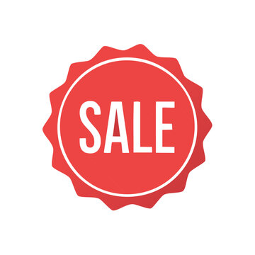 Bright red starburst sale tag promoting limited time retail offers and promotions