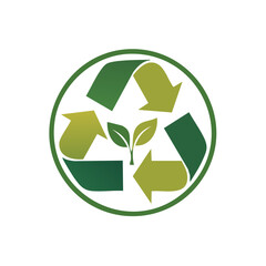 Obraz premium Environmental protection symbol showing green arrows encircling a growing plant icon