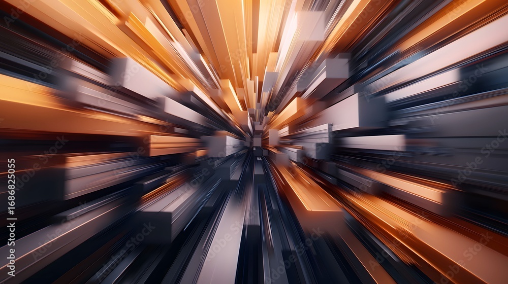 Poster an abstract image featuring illuminated rectangles seems to radiate out from a hidden vanishing poin
