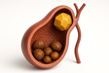 Gallbladder with Gallstones Illustration - Medical Condition, Digestive Health [Illustration]