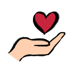 Hand Holding Heart - Love, Care, Support - Digital Illustration, Kindness, Charity, Hope, Donation, Valentine's Day, Generosity on transparent background