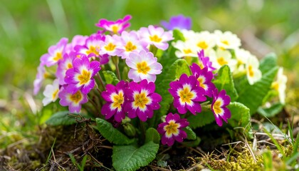 Vibrant spring flowers in a garden