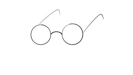 Round Glasses Line Art: Simple, Minimalist Black and White Eyeglasses Illustration Transparent  Background, Optometry, Vision, Style, Reading, Spectacles