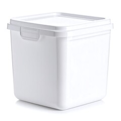 Square white plastic storage container