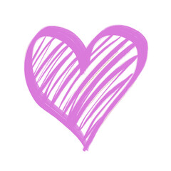 Pink Heart Scribble Illustration: Hand-Drawn Love Symbol, Valentine's Day Icon, Artistic Sketch Element on Transparent Background