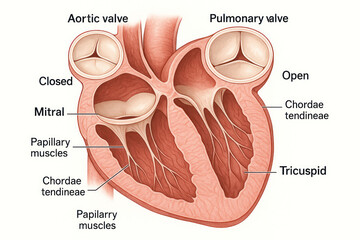 Human Heart Valves Cross Section Diagram - Illustration