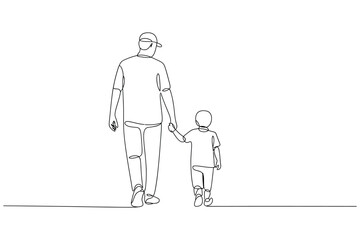 Continuous Line Art of Father and Son – Parenting and Togetherness Illustration