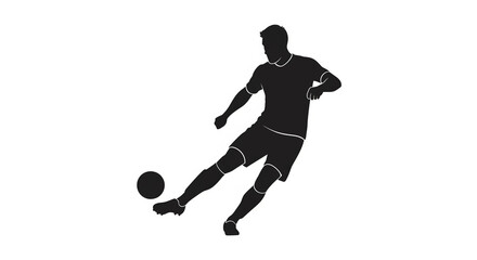 Fototapeta premium Dynamic Male Soccer Player Kicking Ball Silhouette Isolated on transparent background
