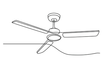 One Line Drawing of Ceiling Fan – Minimal Home Appliance Vector