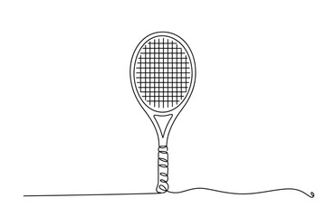One Line Drawing of Tennis Racket – Minimal Sports Equipment Vector