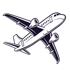 Airplane flying in the sky with engines and wings aircraft travel © rabby