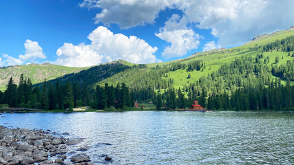 Vacation away from the hustle and bustle of the city in the mountains of Kazakhstan. The rocky...