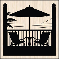 a tropical resort balcony silhouette
