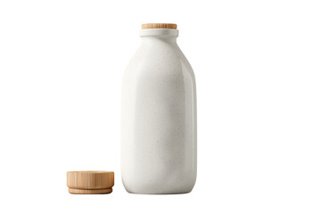 Modern White Ceramic Bottle with Wooden Lid - Stylish Eco-Friendly Kitchen Storage Solution