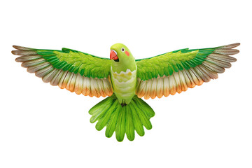Green Parrot Exotic Bird Flying with Vibrant Plumage: Wildlife Photography Art