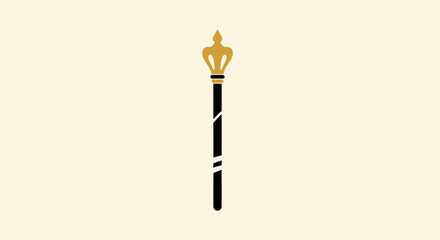 Elegant royal scepter with a golden crown top illustration.