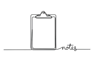 Continuous Line Drawing of Clipboard with Notes – Minimalist Office Vector