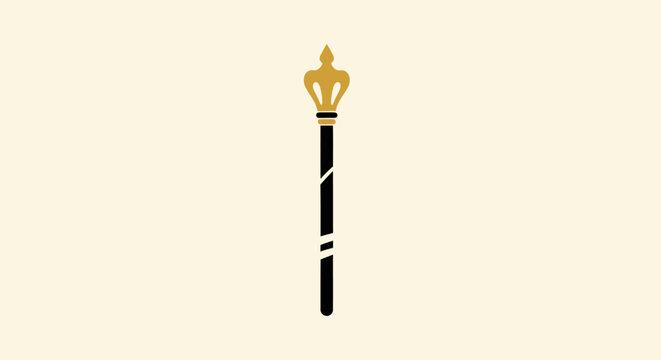 Elegant royal scepter with a golden crown top illustration.
