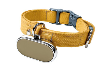 Yellow Adjustable Smart GPS Tracker Dog Collar - Durable Fashionable Pet Accessory with Metal Buckle