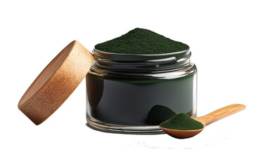 Organic Spirulina Powder Jar: Superfood Health Supplement for Wellness
