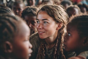 Missionary workers collaborate with communities delivering education and support for global outreach banners.